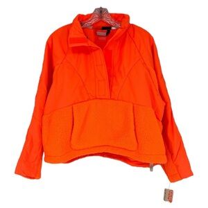 Free People Orange Sherpa Packable Oversized Softshell Winter Puffer Coat XS NWT